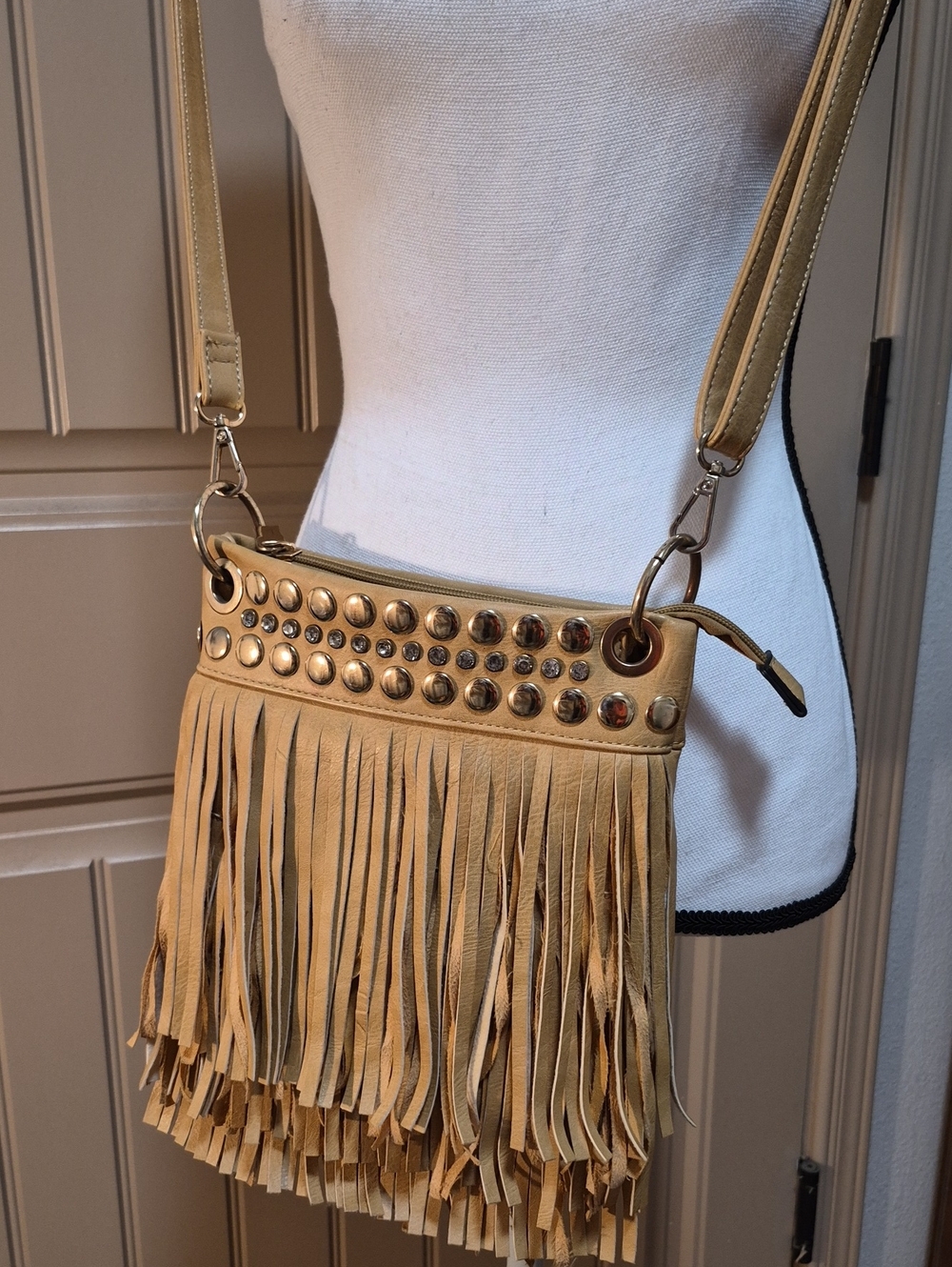 Western Fringe Crossbody Stud Accents